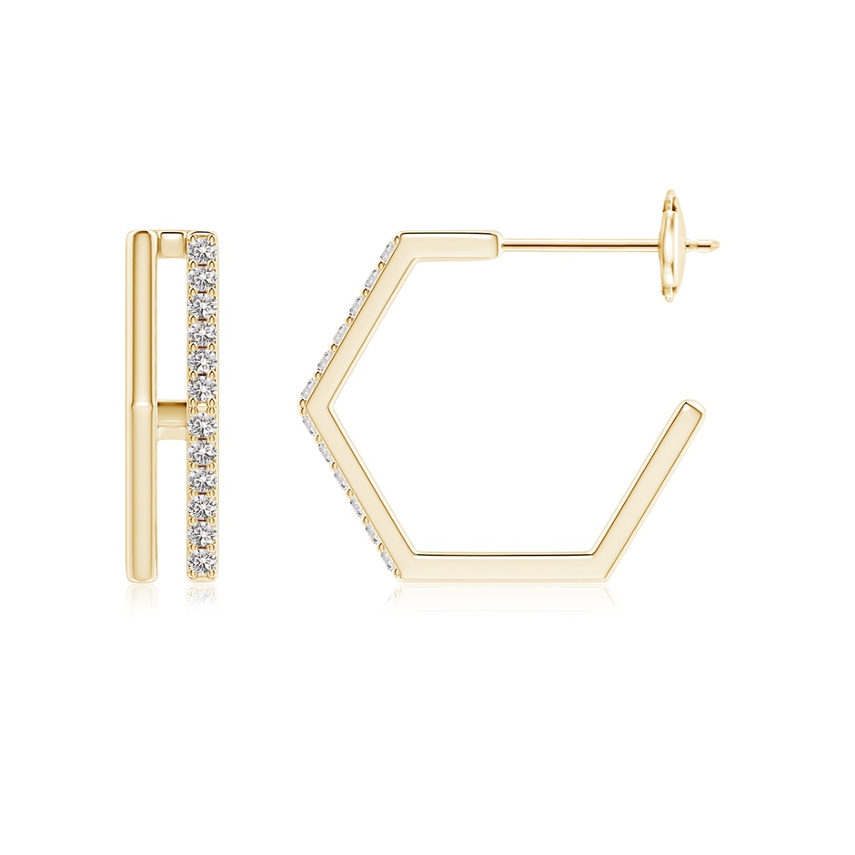 1.15mm IJI1I2 Alternating Diamond Hexagonal Double Hoop Earrings in Yellow Gold side 199