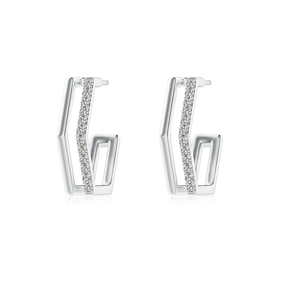 1.15mm KI3 Alternating Diamond Hexagonal Double Hoop Earrings in White Gold 