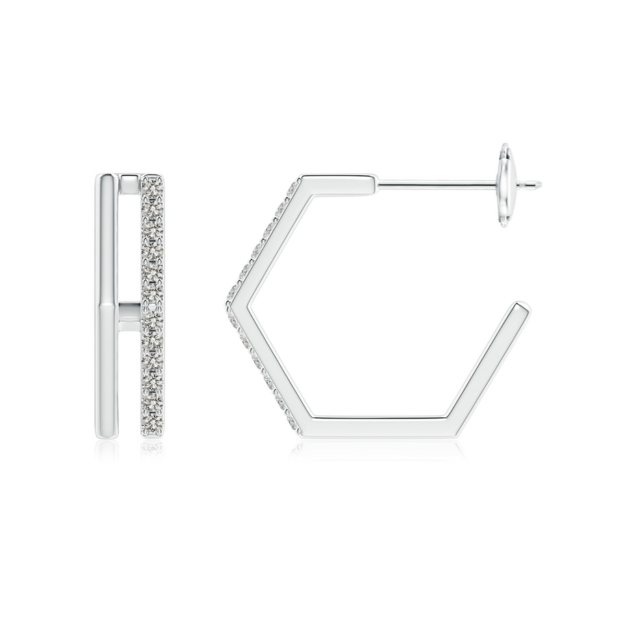 1.15mm KI3 Alternating Diamond Hexagonal Double Hoop Earrings in White Gold side 199