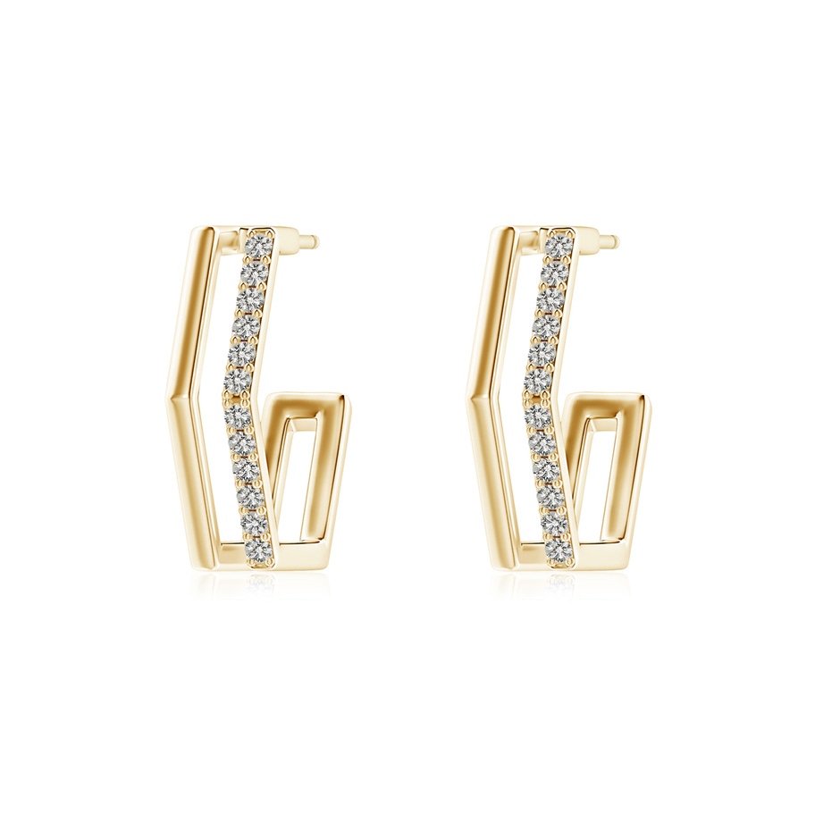 1.15mm KI3 Alternating Diamond Hexagonal Double Hoop Earrings in Yellow Gold 