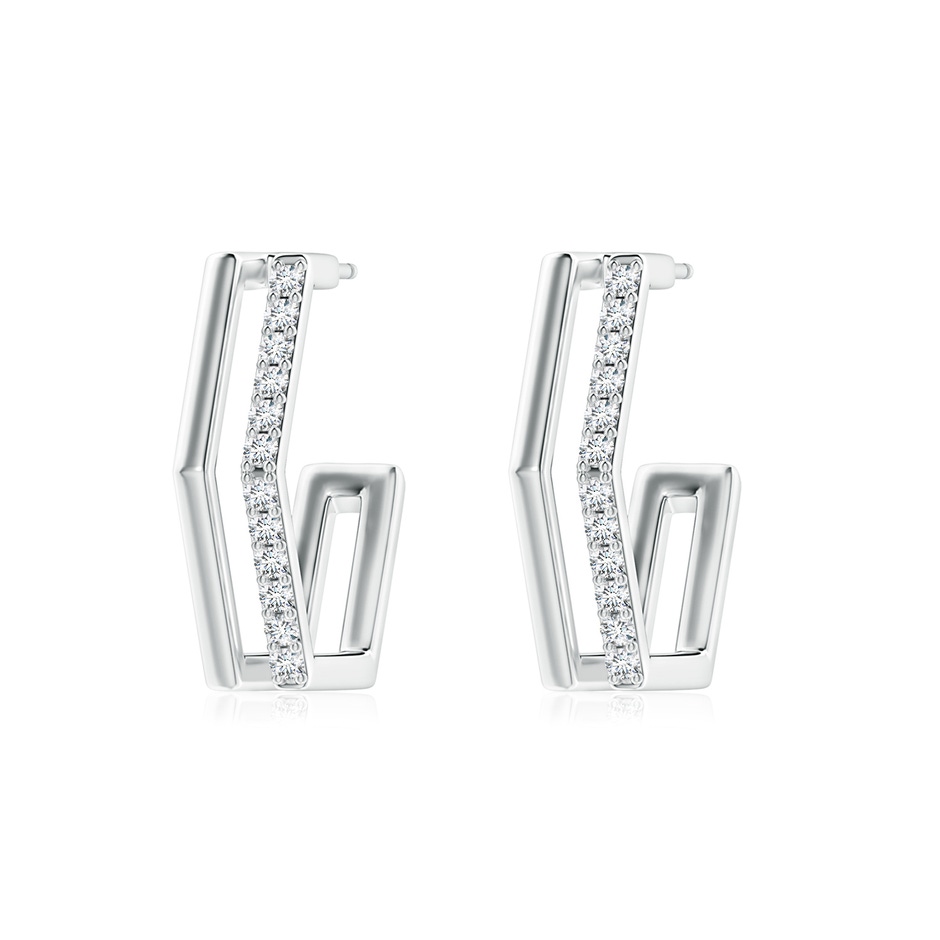 1.3mm GVS2 Alternating Diamond Hexagonal Double Hoop Earrings in White Gold 