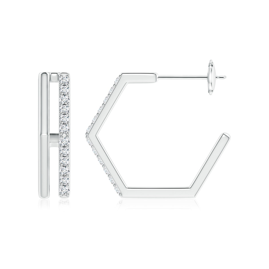 1.3mm GVS2 Alternating Diamond Hexagonal Double Hoop Earrings in White Gold side 199