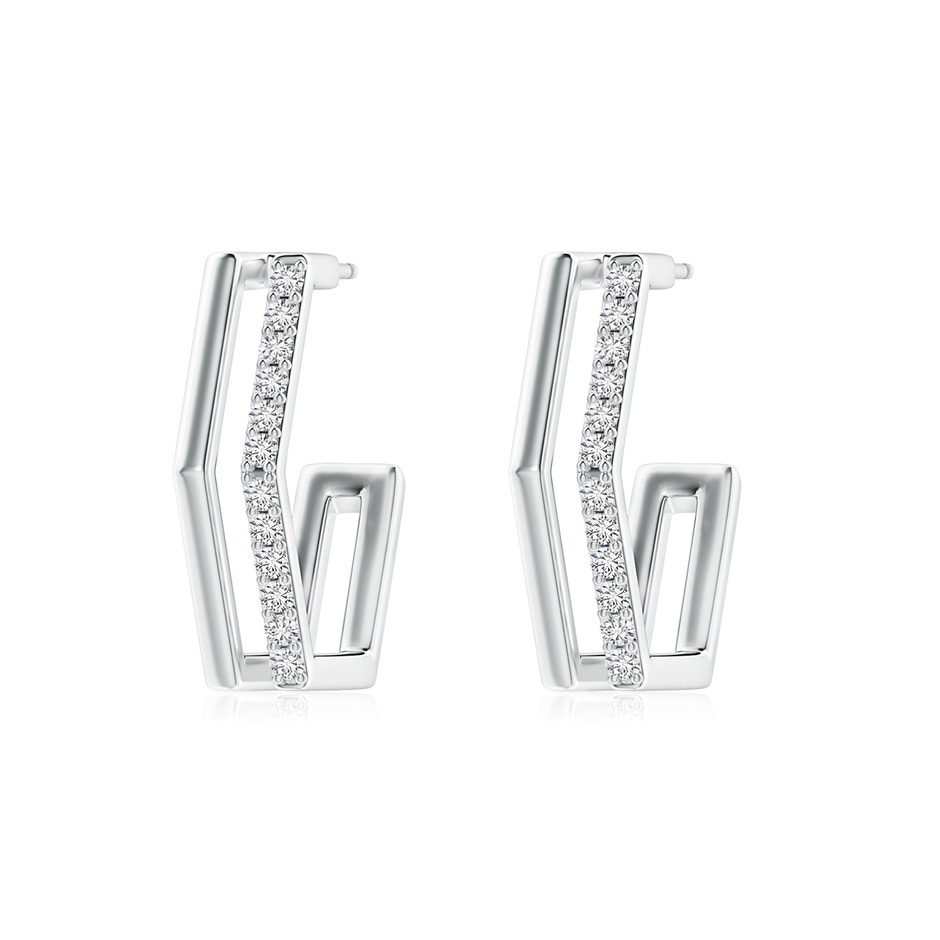 1.3mm HSI2 Alternating Diamond Hexagonal Double Hoop Earrings in White Gold 