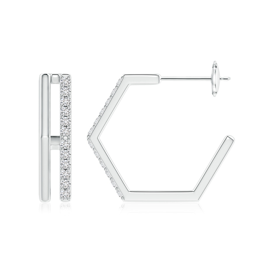 1.3mm HSI2 Alternating Diamond Hexagonal Double Hoop Earrings in White Gold side 199