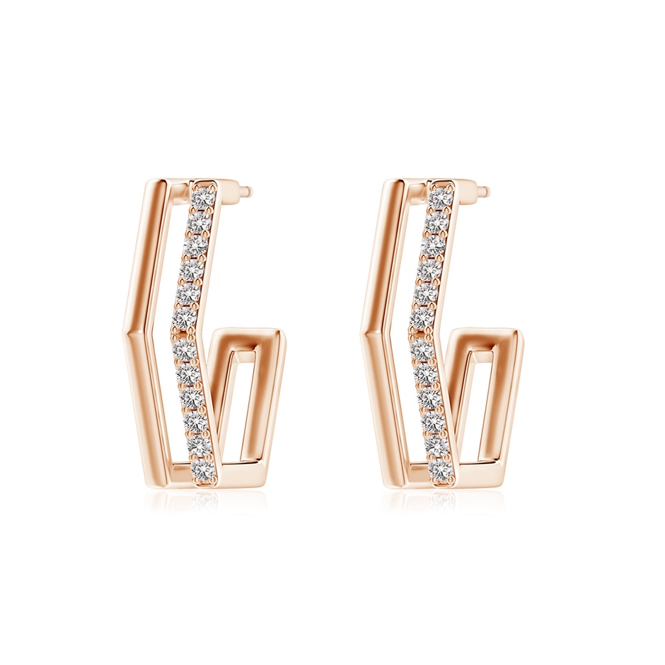 1.3mm IJI1I2 Alternating Diamond Hexagonal Double Hoop Earrings in Rose Gold 
