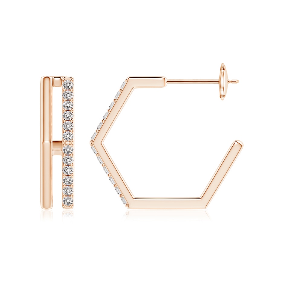 1.3mm IJI1I2 Alternating Diamond Hexagonal Double Hoop Earrings in Rose Gold side 199