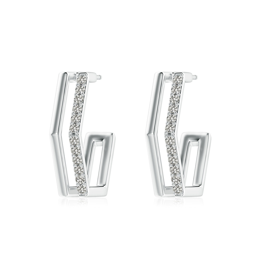 1.3mm KI3 Alternating Diamond Hexagonal Double Hoop Earrings in White Gold 