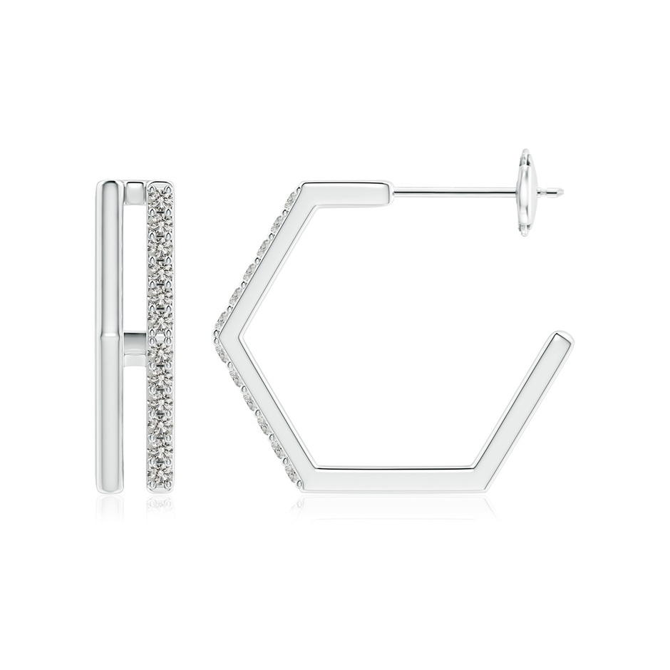 1.3mm KI3 Alternating Diamond Hexagonal Double Hoop Earrings in White Gold side 199