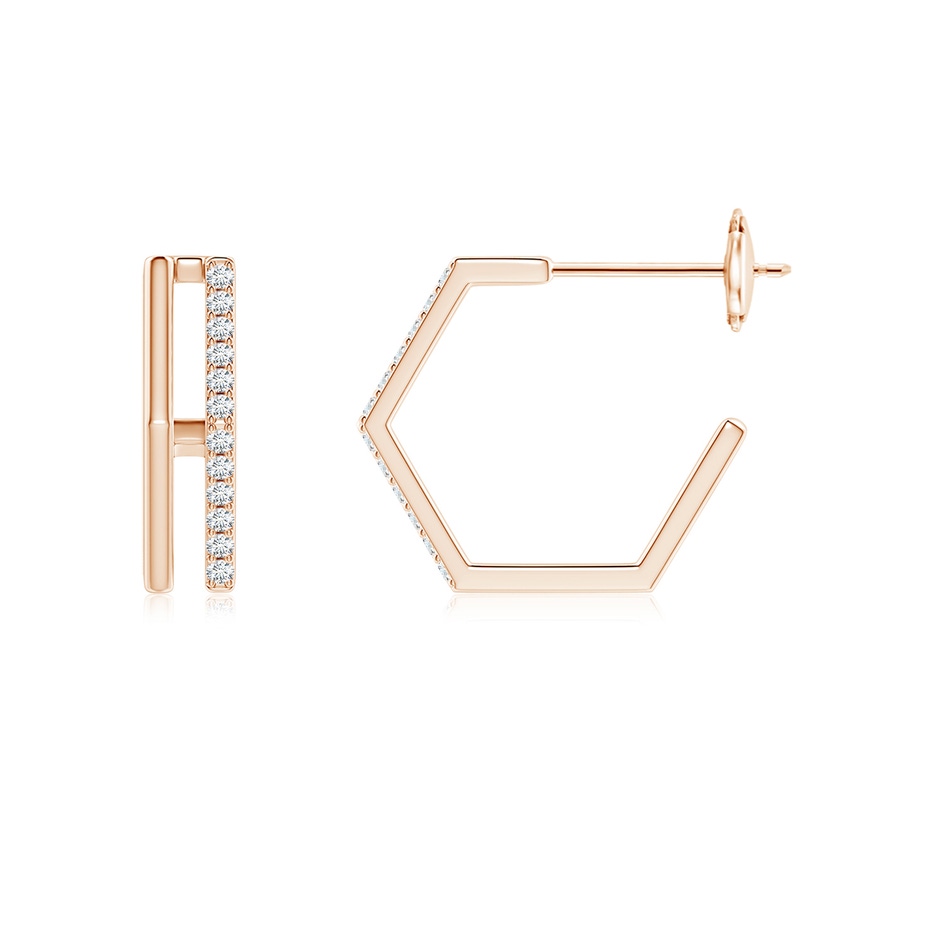 1mm GVS2 Alternating Diamond Hexagonal Double Hoop Earrings in Rose Gold side 199