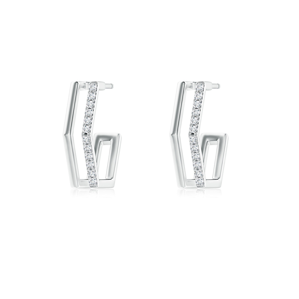 1mm GVS2 Alternating Diamond Hexagonal Double Hoop Earrings in S999 Silver