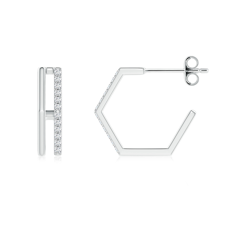 1mm GVS2 Alternating Diamond Hexagonal Double Hoop Earrings in S999 Silver Side 199