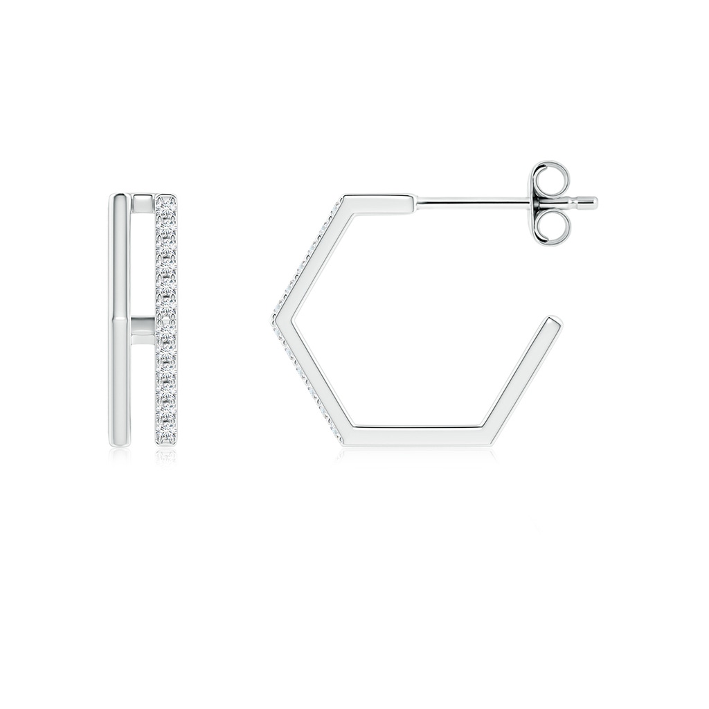 1mm GVS2 Alternating Diamond Hexagonal Double Hoop Earrings in S999 Silver - side 199
