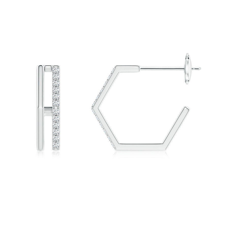 1mm GVS2 Alternating Diamond Hexagonal Double Hoop Earrings in White Gold side 199