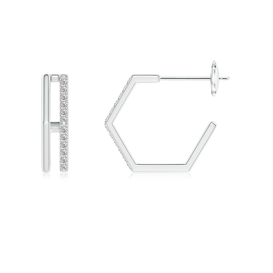 1mm IJI1I2 Alternating Diamond Hexagonal Double Hoop Earrings in White Gold side 199