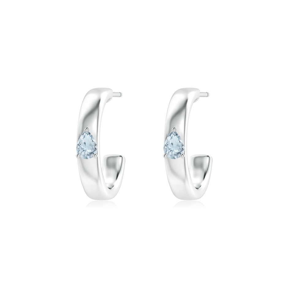 4x3mm A Pear Aquamarine Solitaire Hoop Earrings in White Gold 
