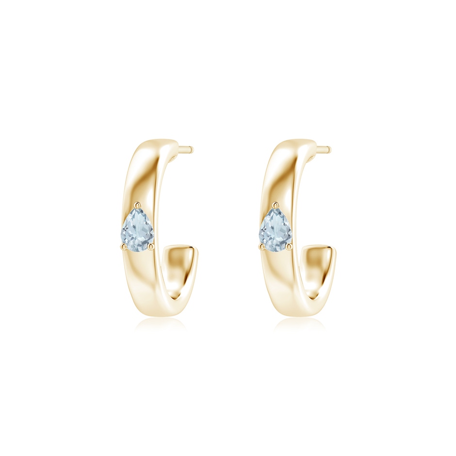 4x3mm A Pear Aquamarine Solitaire Hoop Earrings in Yellow Gold 