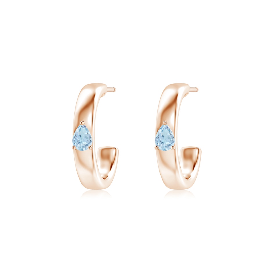 4x3mm AA Pear Aquamarine Solitaire Hoop Earrings in Rose Gold 