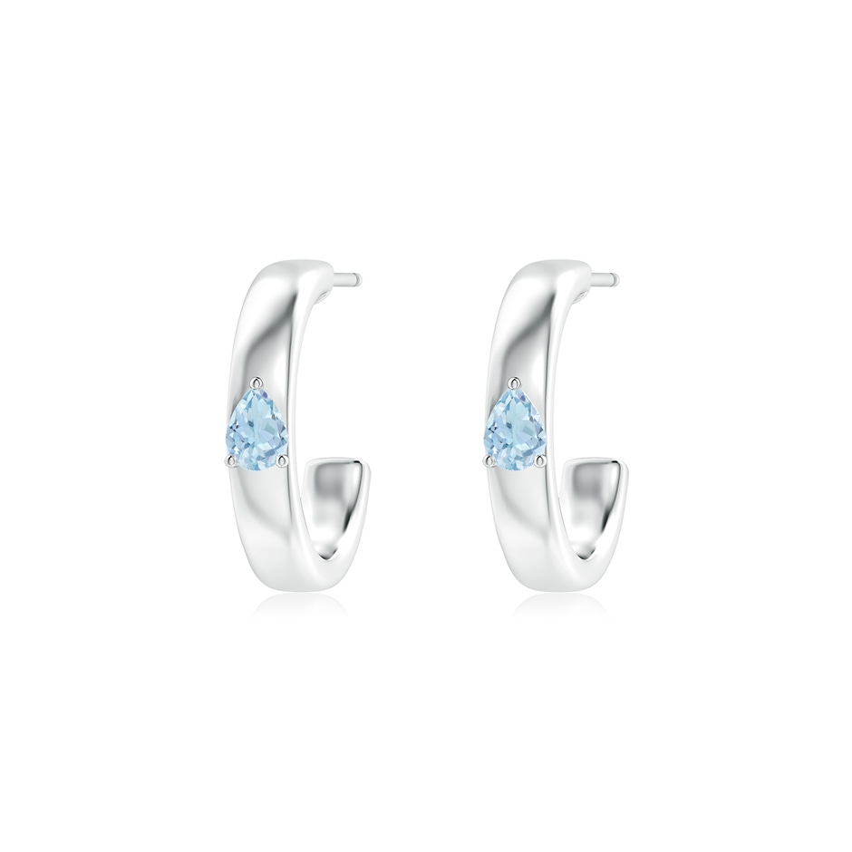 4x3mm AA Pear Aquamarine Solitaire Hoop Earrings in White Gold 