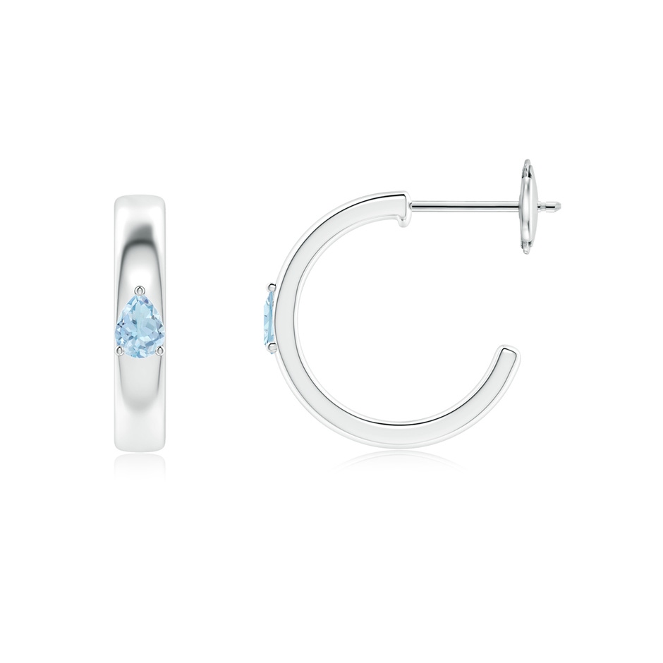4x3mm AA Pear Aquamarine Solitaire Hoop Earrings in White Gold side 199