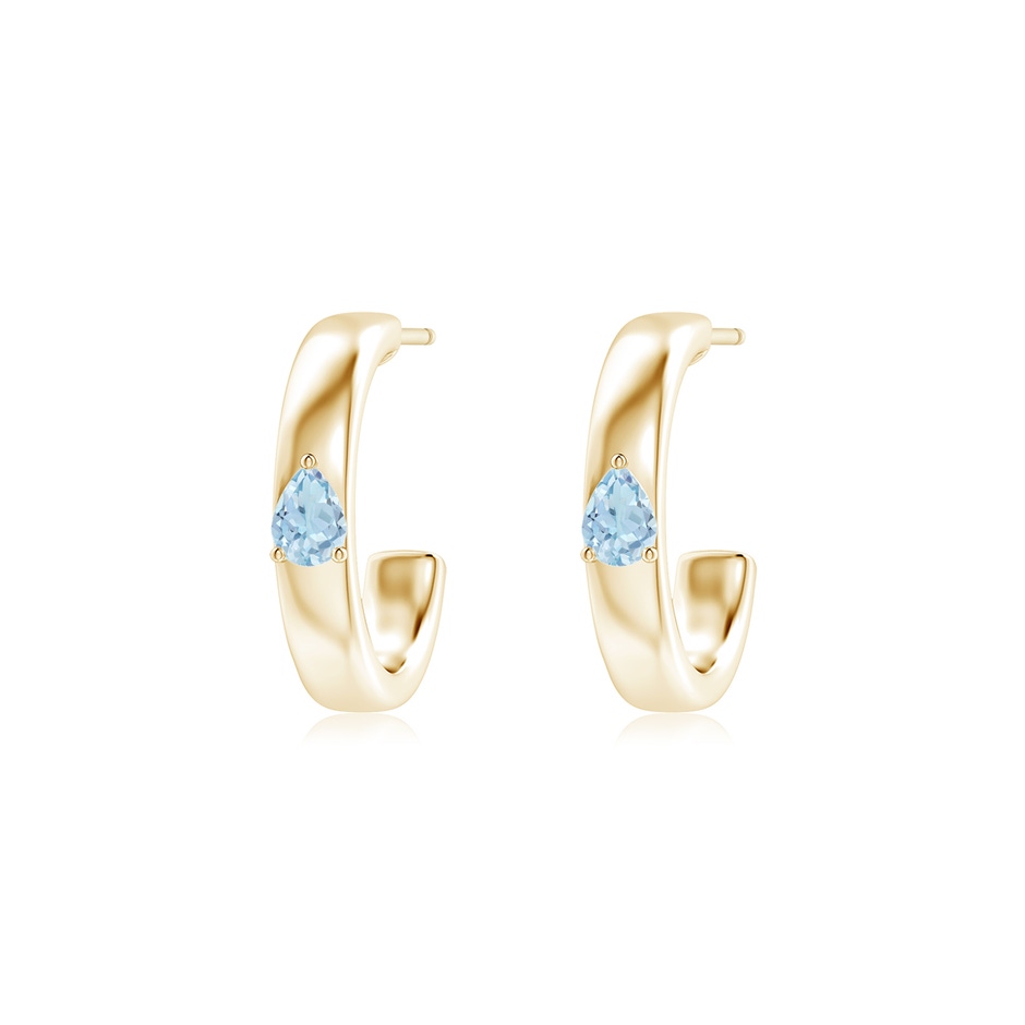 4x3mm AA Pear Aquamarine Solitaire Hoop Earrings in Yellow Gold 