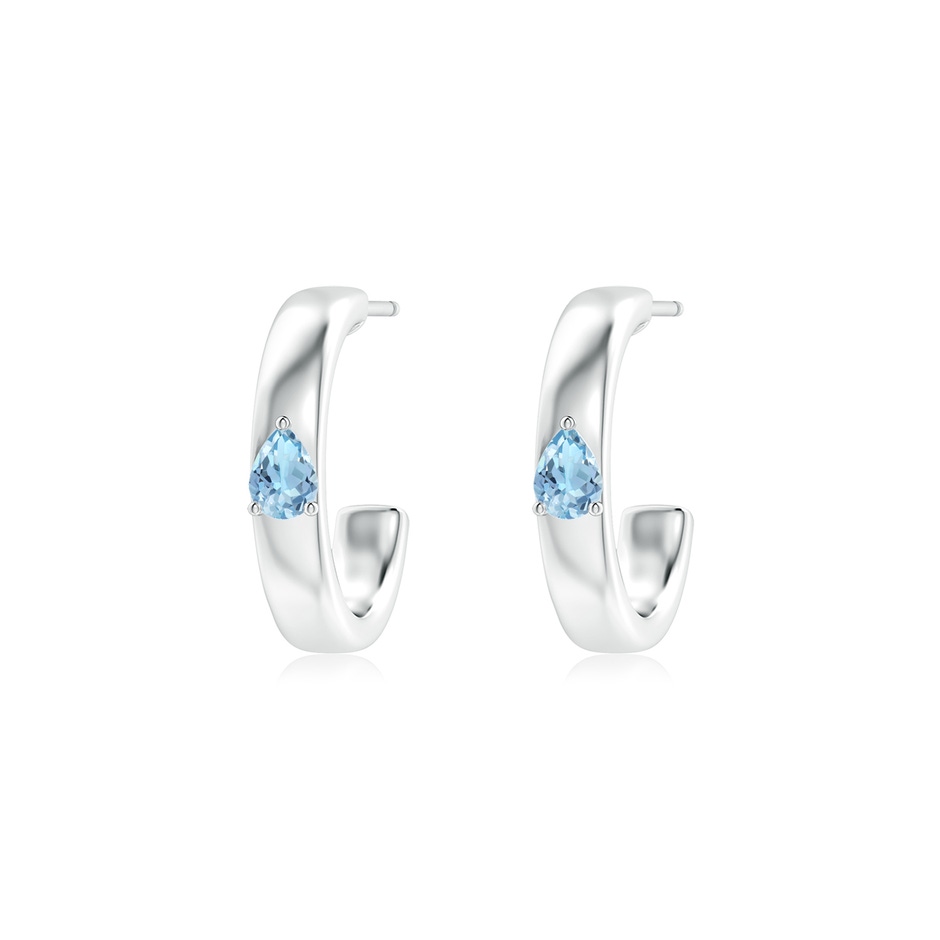 4x3mm AAA Pear Aquamarine Solitaire Hoop Earrings in White Gold 