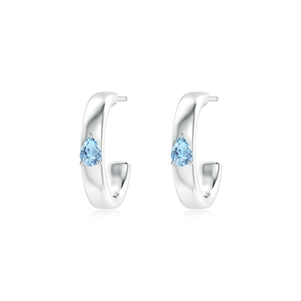 4x3mm AAA Pear Aquamarine Solitaire Hoop Earrings in White Gold