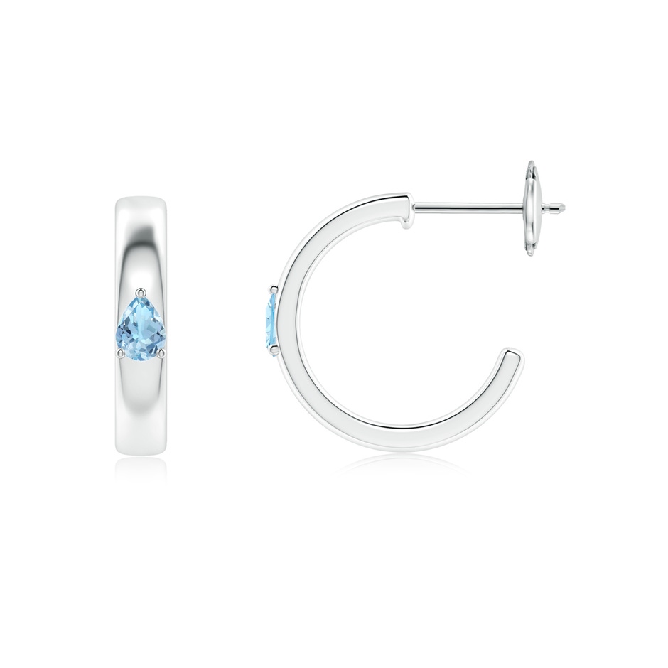 4x3mm AAA Pear Aquamarine Solitaire Hoop Earrings in White Gold side 199