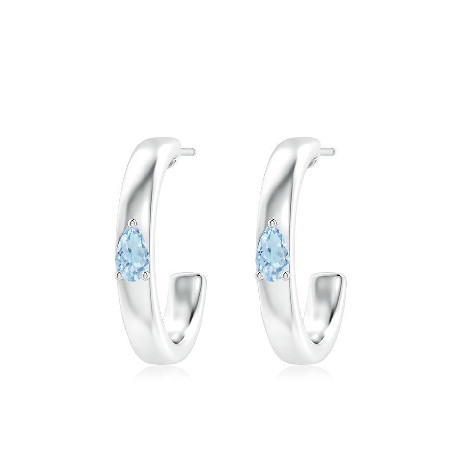5x3mm AA Pear Aquamarine Solitaire Hoop Earrings in White Gold 