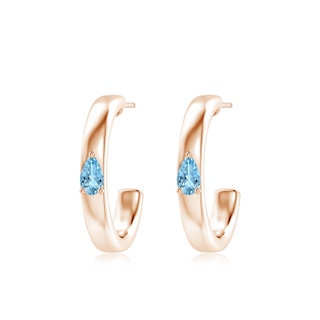 5x3mm AAAA Pear Aquamarine Solitaire Hoop Earrings in Rose Gold