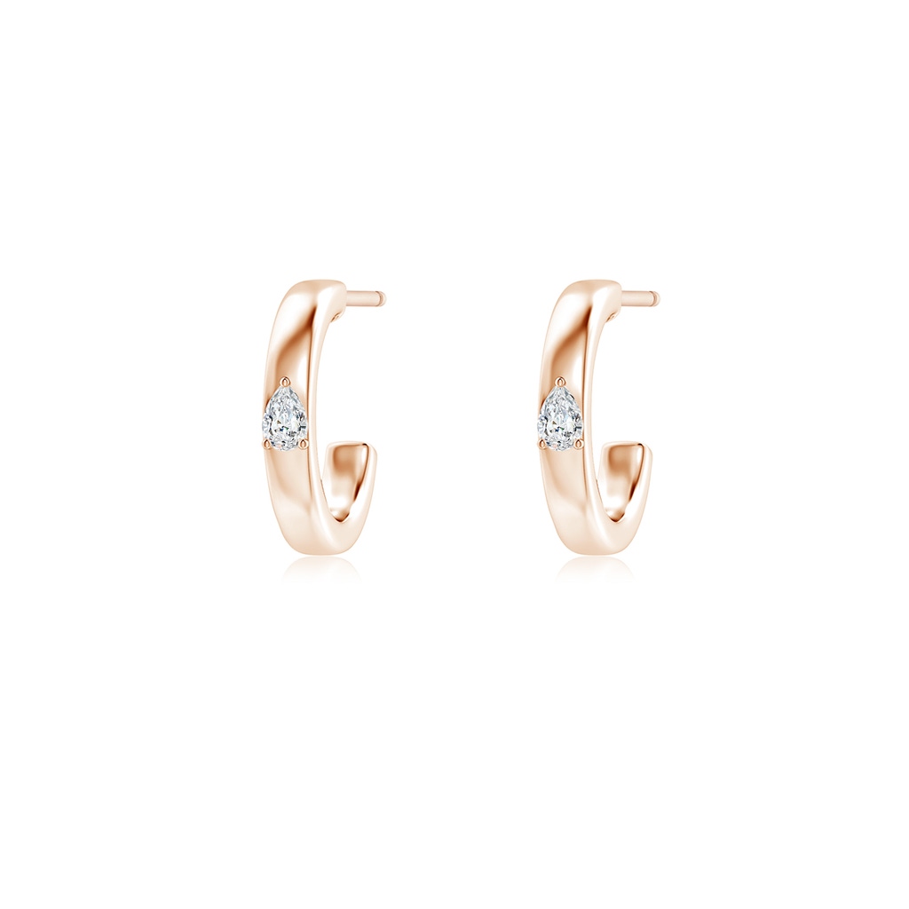 3x2mm GVS2 Pear Diamond Solitaire Hoop Earrings in Rose Gold