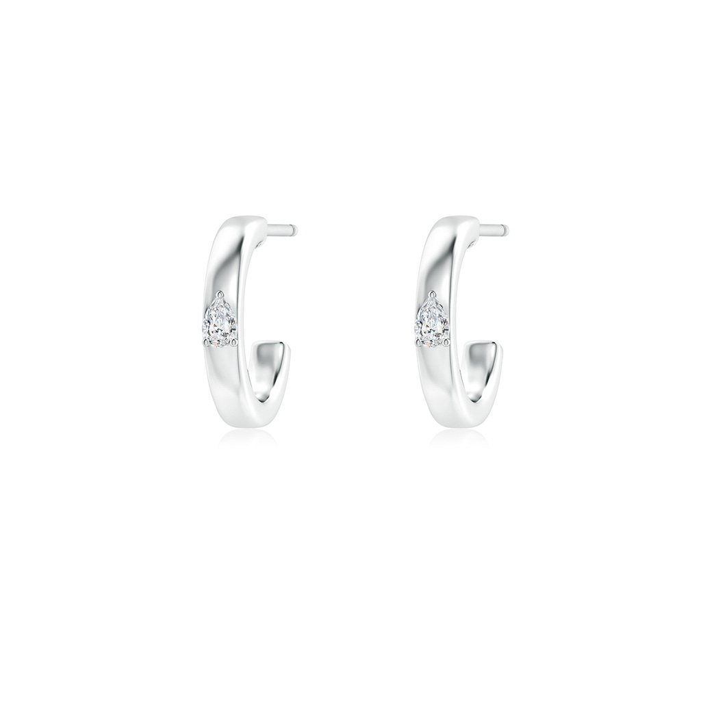 3x2mm GVS2 Pear Diamond Solitaire Hoop Earrings in S999 Silver