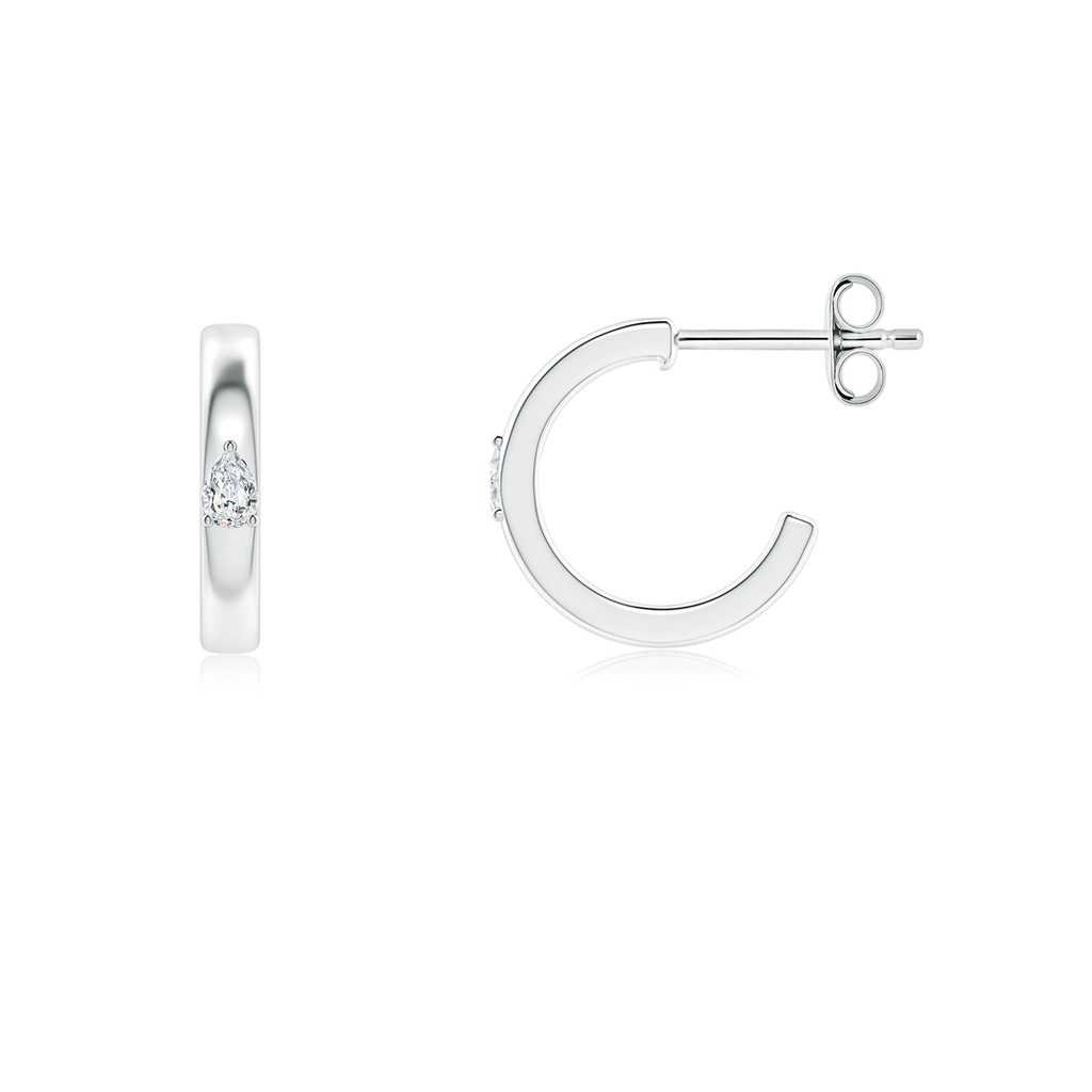3x2mm GVS2 Pear Diamond Solitaire Hoop Earrings in S999 Silver - side 199