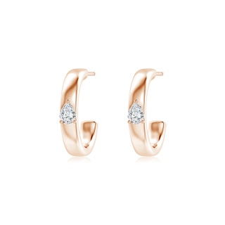 4x3mm GVS2 Pear Diamond Solitaire Hoop Earrings in Rose Gold