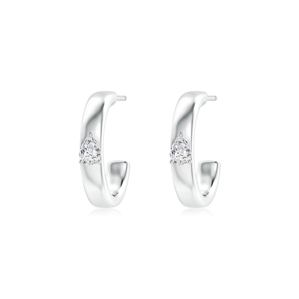 4x3mm HSI2 Pear Diamond Solitaire Hoop Earrings in White Gold