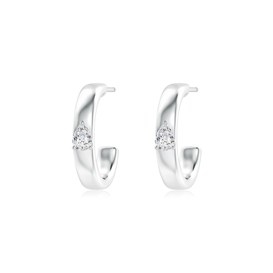 4x3mm HSI2 Pear Diamond Solitaire Hoop Earrings in White Gold 