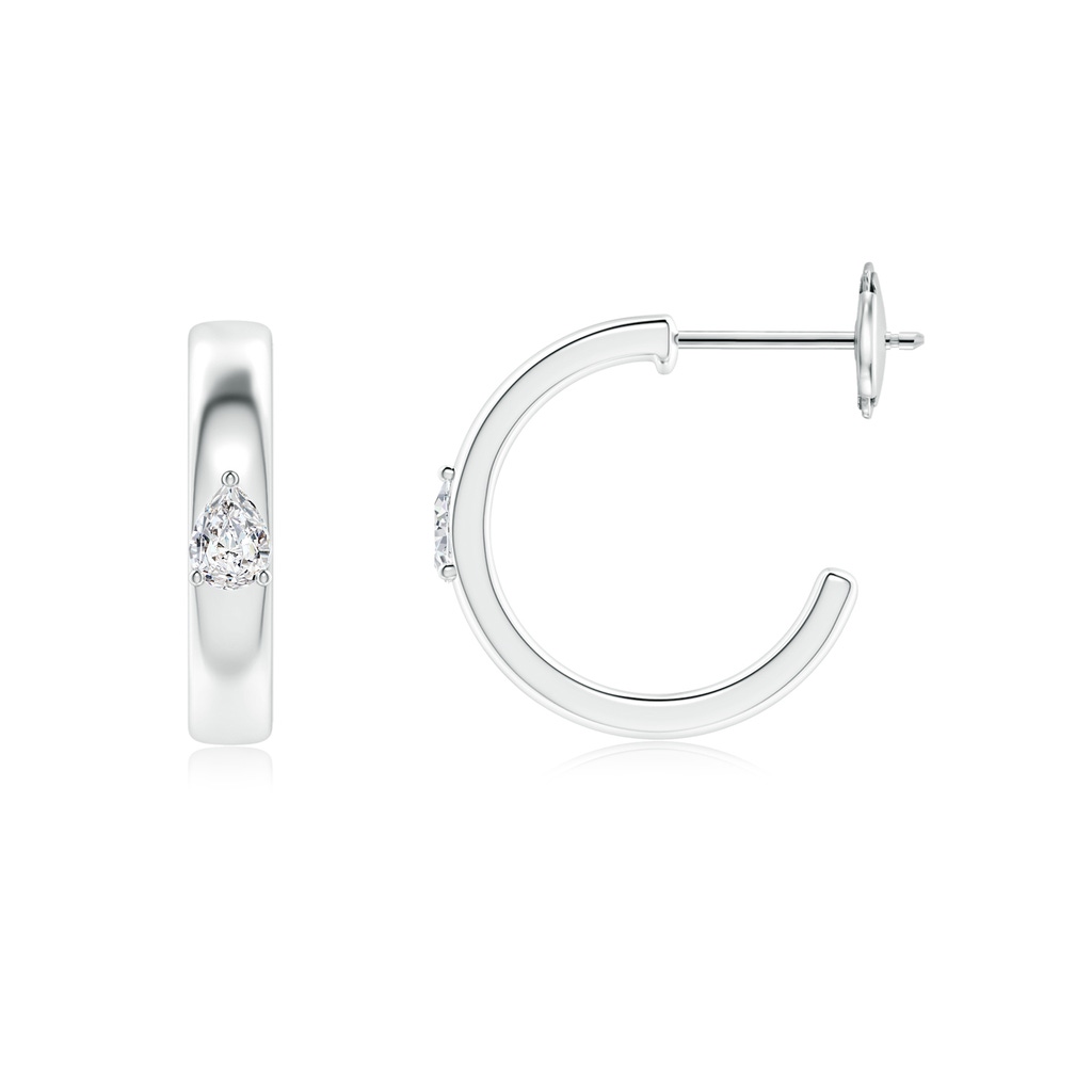 4x3mm HSI2 Pear Diamond Solitaire Hoop Earrings in White Gold Side 199