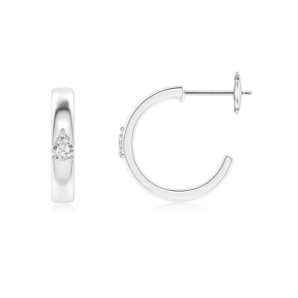 4x3mm HSI2 Pear Diamond Solitaire Hoop Earrings in White Gold - side 199