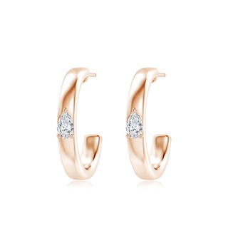 5x3mm GVS2 Pear Diamond Solitaire Hoop Earrings in Rose Gold