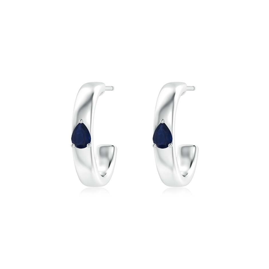 4x3mm A Pear Blue Sapphire Solitaire Hoop Earrings in S999 Silver 