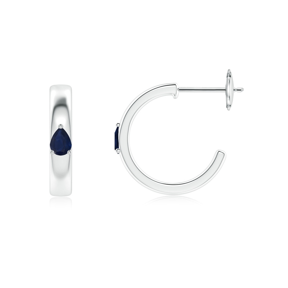4x3mm A Pear Blue Sapphire Solitaire Hoop Earrings in White Gold side 199