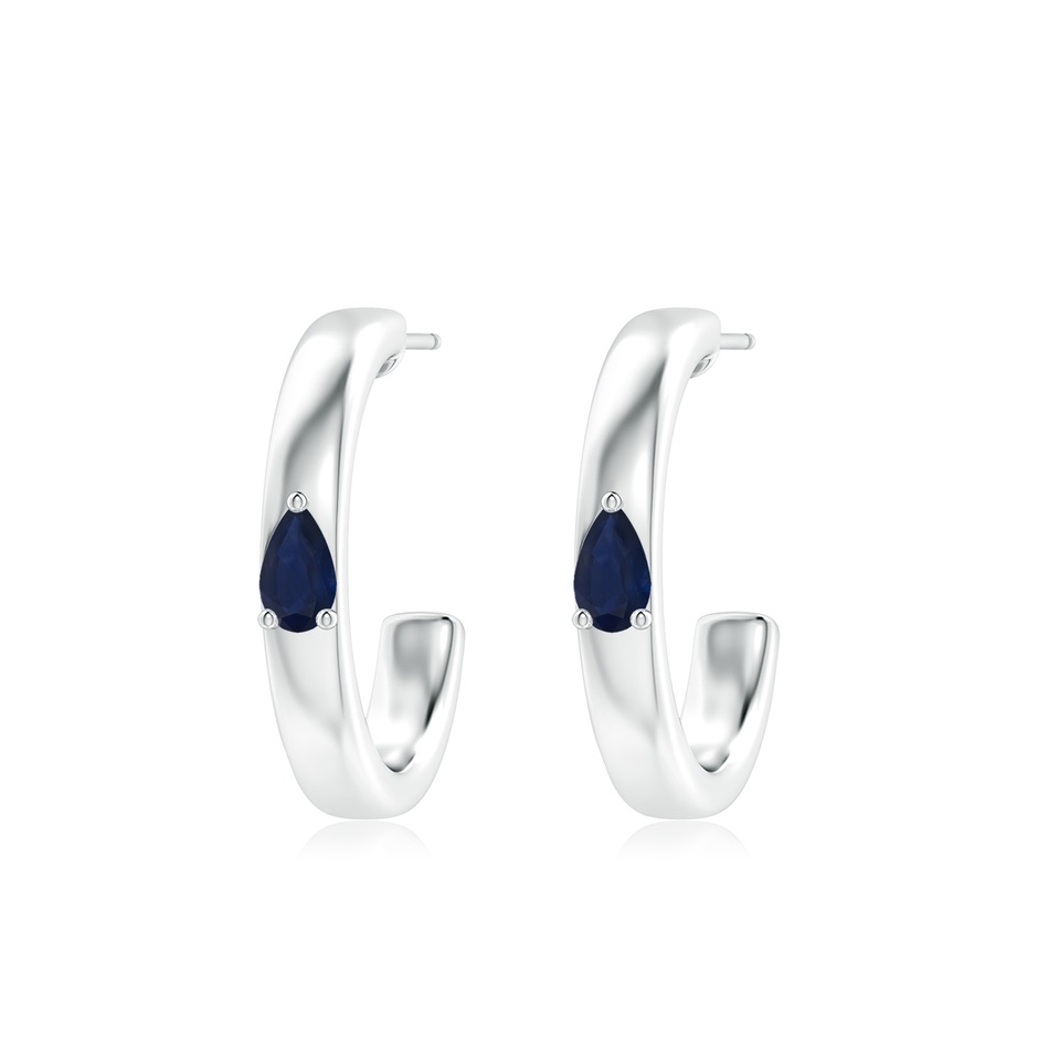 5x3mm A Pear Blue Sapphire Solitaire Hoop Earrings in White Gold 