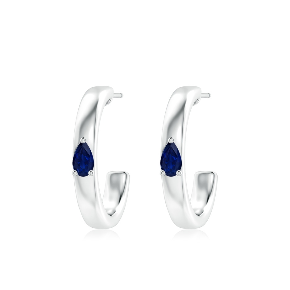 5x3mm AA Pear Blue Sapphire Solitaire Hoop Earrings in White Gold 