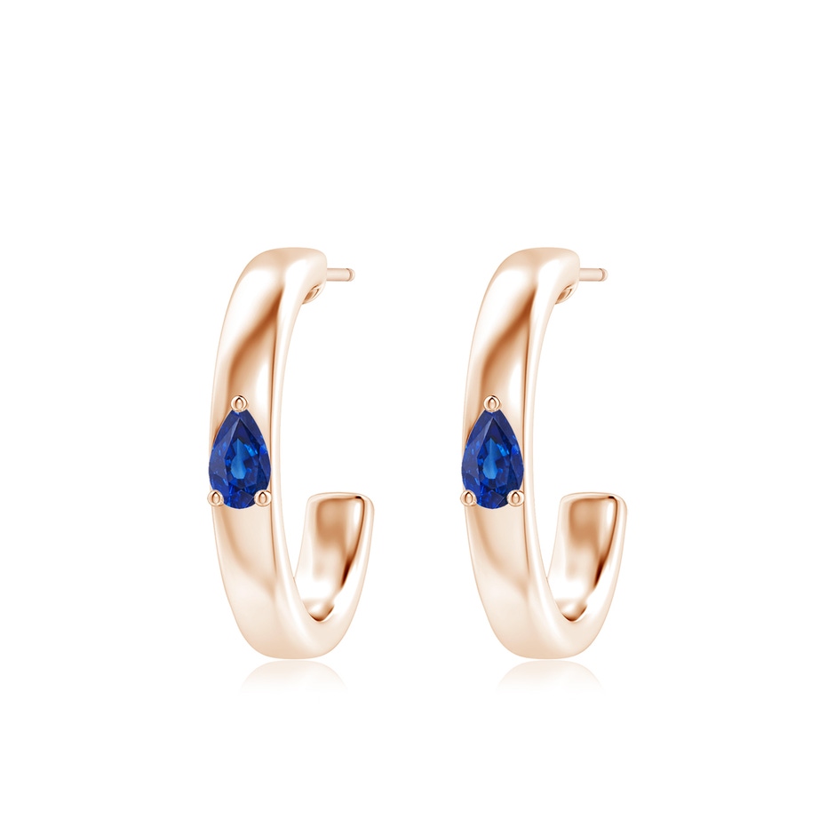 5x3mm AAA Pear Blue Sapphire Solitaire Hoop Earrings in Rose Gold 