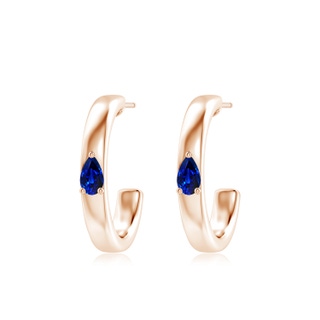 5x3mm AAAA Pear Blue Sapphire Solitaire Hoop Earrings in Rose Gold