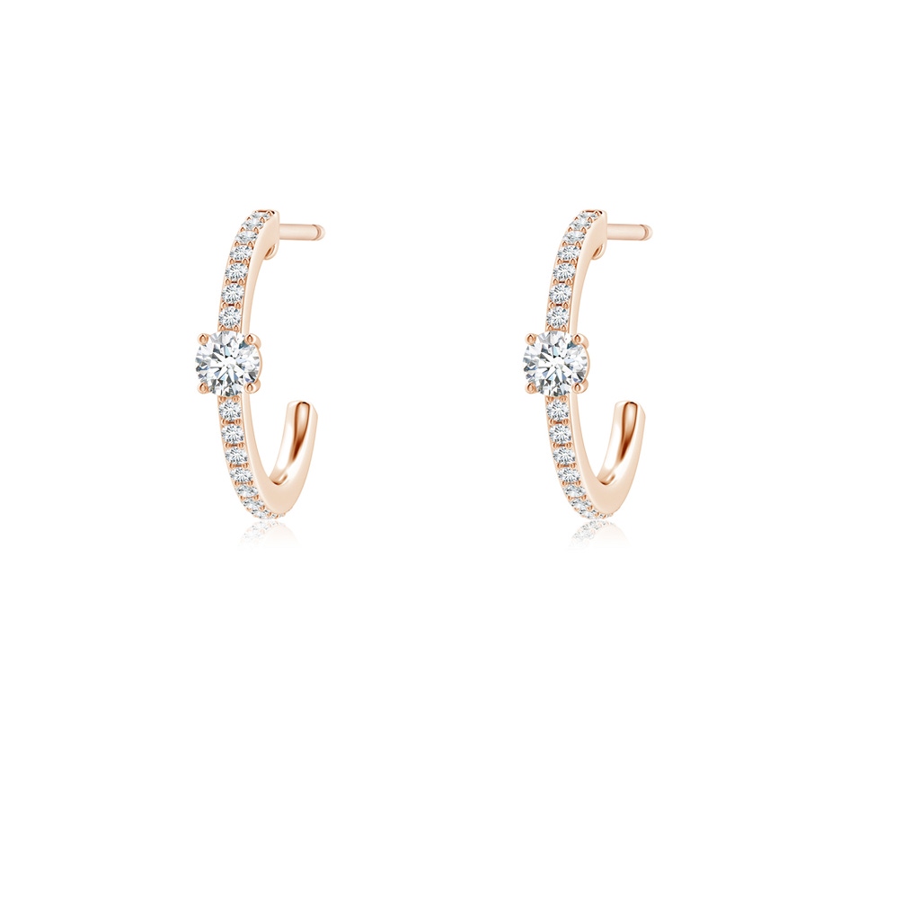 3.1mm GVS2 Round Diamond Solitaire Hoop Earrings With Accents in Rose Gold