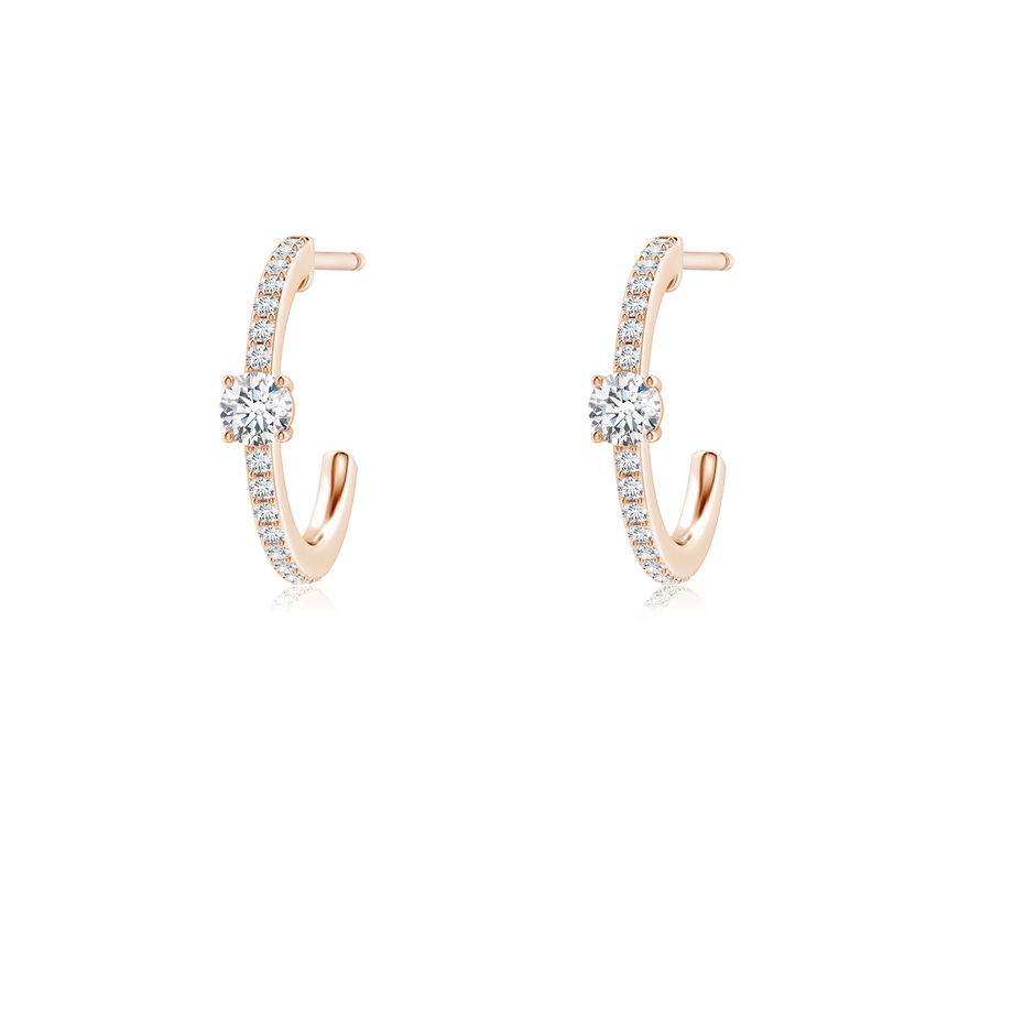 3.1mm GVS2 Round Diamond Solitaire Hoop Earrings With Accents in Rose Gold 