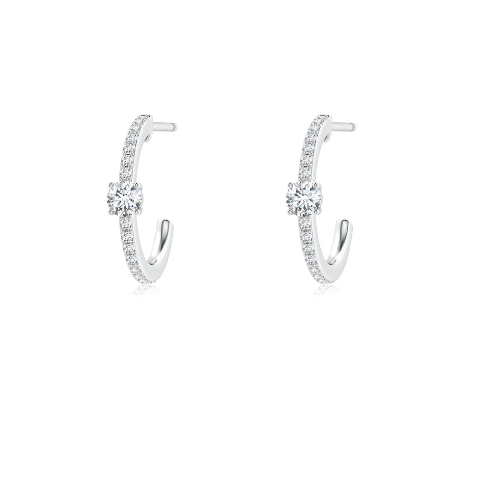 3.1mm GVS2 Round Diamond Solitaire Hoop Earrings With Accents in S999 Silver