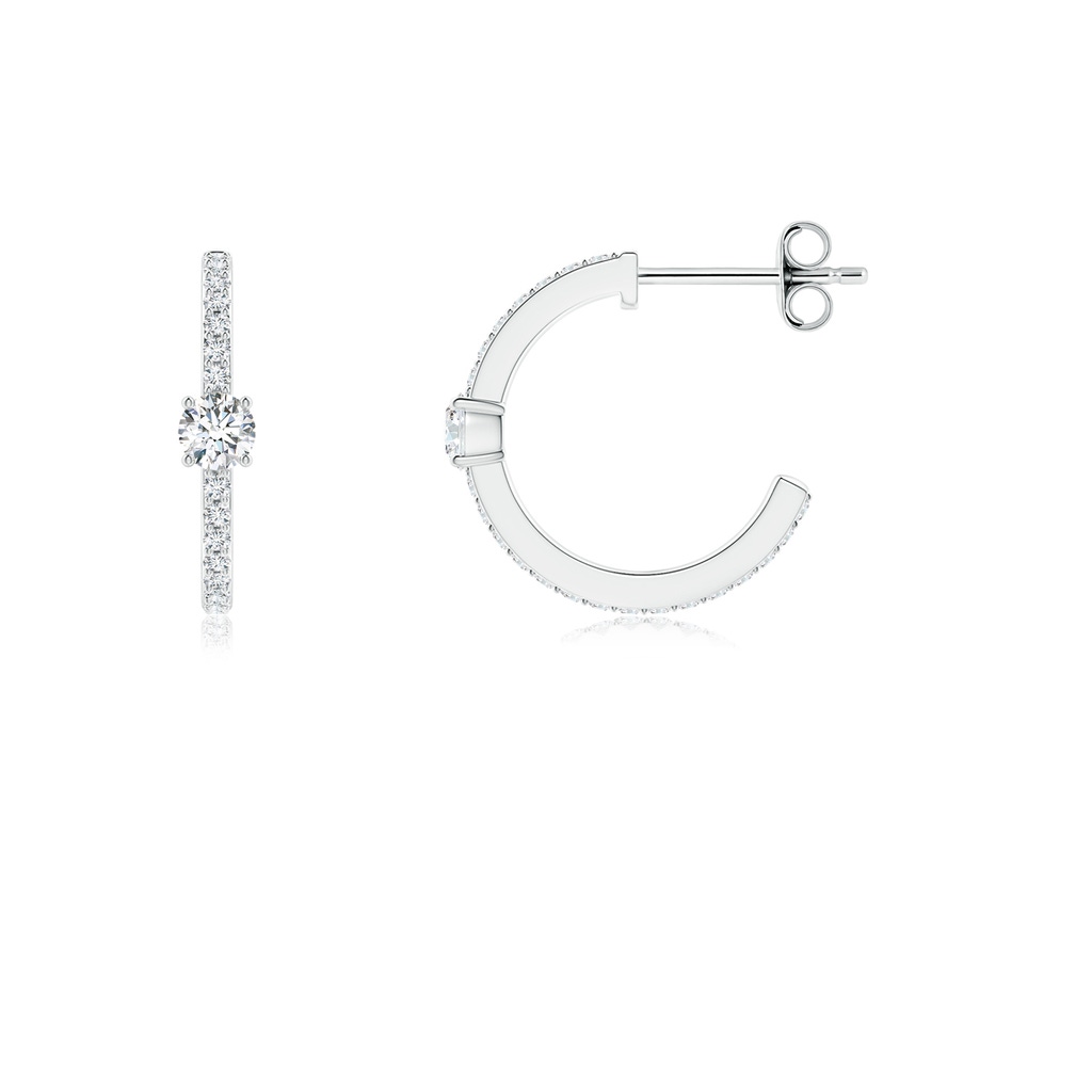 3.1mm GVS2 Round Diamond Solitaire Hoop Earrings With Accents in S999 Silver - side 199