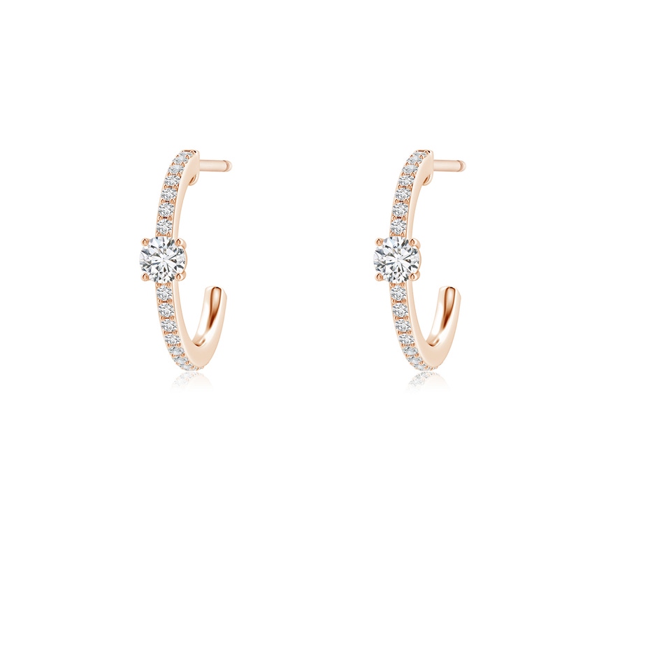 3.1mm HSI2 Round Diamond Solitaire Hoop Earrings With Accents in Rose Gold 