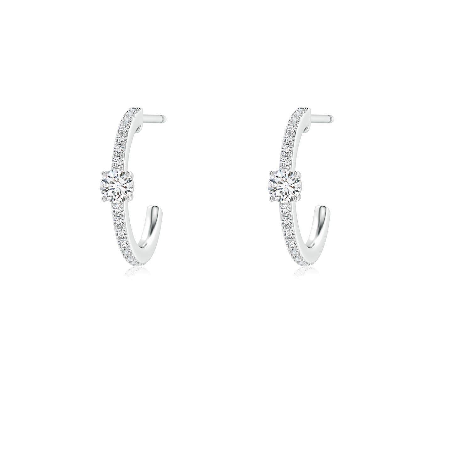 3.1mm HSI2 Round Diamond Solitaire Hoop Earrings With Accents in S999 Silver
